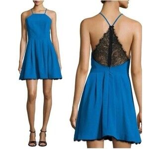 Lovers + Friends Nina Mini Dress Blue Lace Backless Size S